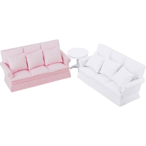 New 1/12 Dollhouse Sofa with Back Cushion Mini Sofa Chair Furniture Model Toys for Doll House Decoration Miniature Accessories