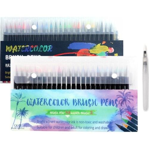 NEW 48 Color Premium Soft Brush Pens Watercolor Painting Art Markers Pen Set Coloring Books Manga Calligraphy Stationery
