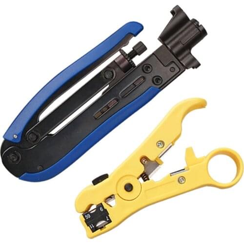 F type connector compression crimping tool for 75-5-7 RG6 RG11 cable coaxial cable stripper wire crimper plier multi tools kit