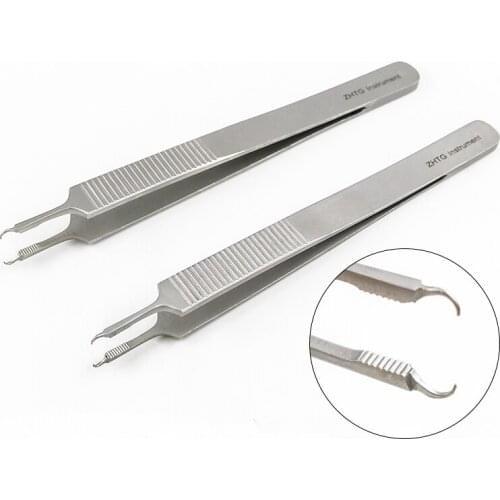 Tweezers for skin suture 13cm large belly striped forceps with hooks for skin tissue wound suture tweezers