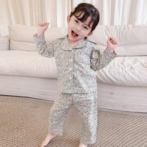 Toddler Girl Pajamas Sets Fashion Flowers Cotton Long Sleeve Tops Pants Home Wear 2020 Autumn Baby Child Sleepwear High Quality