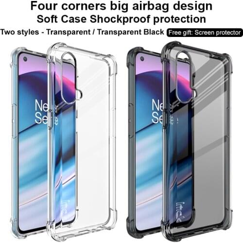 For OnePlus Nord CE 5G IMAK Airbag Surrounded Protection Shockproof Case Clear Soft TPU Case Dropresistance Clear Black