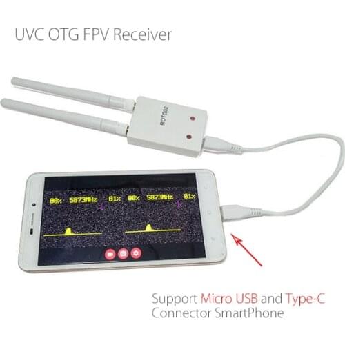 ROTG02 UVC OTG 5.8G 150CH Diversity Audio FPV Receiver for Android Tablet Smartphone For Micro USB and Type-C connector