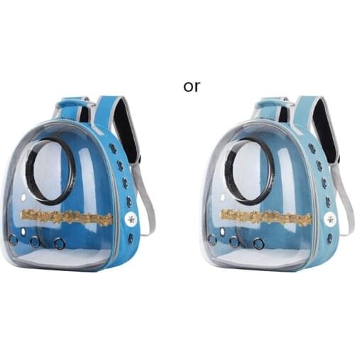 Parrot Carrier Backpack Travel Cage for Birds Breathable Transparent Space Capsule with Panoramic Design and Perch for Travel