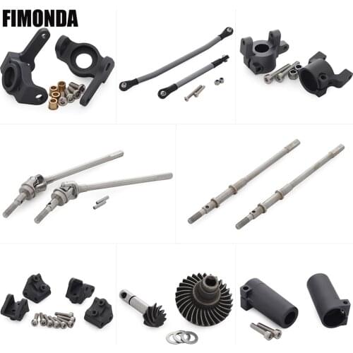 SCX10 II AR44 Axle Upgrade Parts Bevel Gear Set Universal Shaft Steering Knuckles Servo Link for 1/10 RC Crawler Axial 90046