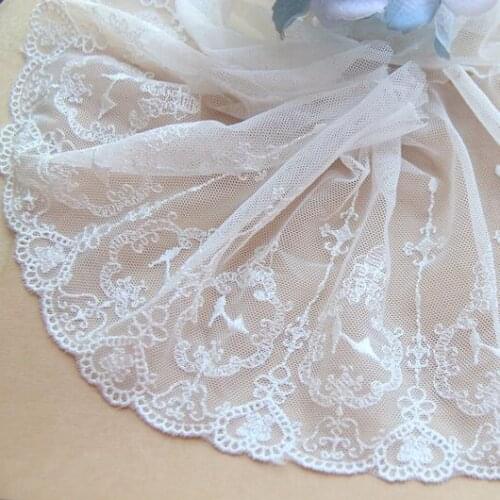 3yard/lot 15cm wide cotton embroidered mesh lace trim with high heels/heart pattern for T shirt accessory SC366
