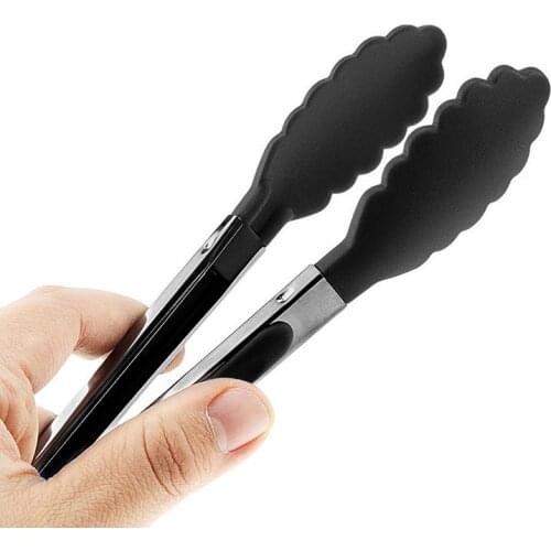 8Inch Silicone Food Tong Professional Non-slip Bread Tong Serving Tong Salad Bread Serving Tong Anti Heat Bread Clip BBQ Coxeer