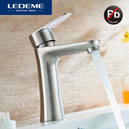 LEDEME Basin Faucet Modern Style Bathroom Stainless Steel Deck Mounted bath Cold and Hot Water tap Mixer Handle L71002 L71001