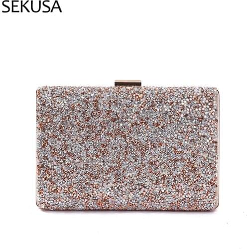 Rhinestones Small Day Clutch Metal New 2021 Party Wedding Bridal Evening Bags One Side Handbags Purse