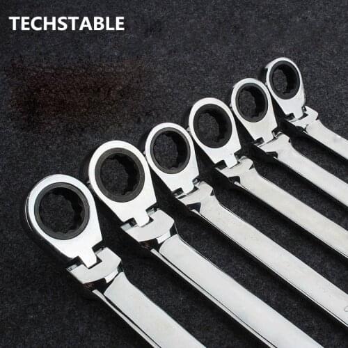 TECHSTABLE Flexible Head Ratchet Spanner Combination wrench a set of keys ratchet handle tools torque wrench