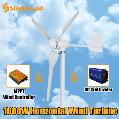 Real 1000w Wind Turbine Generator 12V 24V With MPPT Controller and Pure Sine Wave Inverter Free Energy For Home High Efficiency