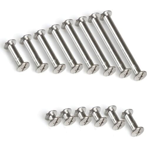 20pcs/lot M5 Binding Rivet Screw 304 Stainless Steel Chicago Screws Nail Studs Photo Album Account Book Craft Belt Wallet