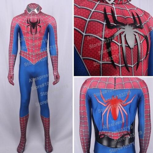 Hero Catcher High Quality Movie Raimi Cosplay Costume With Mirror Lens Relif Spider on Chest