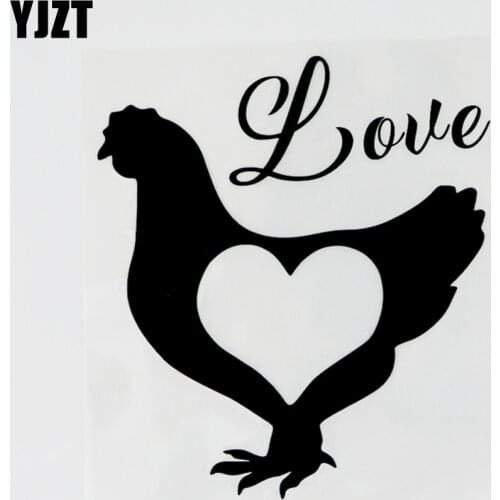 YJZT 11.6CM×13CM Interesting Animal Love Rooster Farm Car Sticker Black/Silver Vinyl 13F-0077