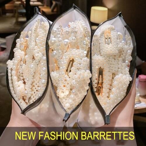 New Fashion Women Girls Pearl Acrylic Hairpins Side Clip Hair Jewelry 2021 Trendy Geometric Headwear Hair Accessories Barrettes