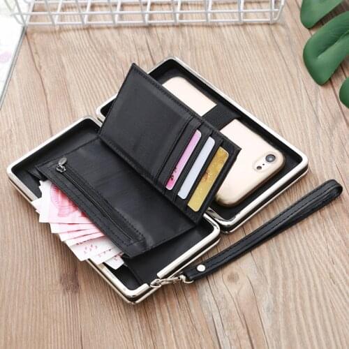 Womens wallet long Cute Crown Japan and South Korea Lunch Box Womens Clutch Phone Bag Card Holder hand strap Ladys wallet 500