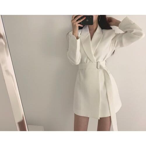 Obrix Sexy Solid Pattern Female Spring Dress V-Neck Short Full Sleeve Belt Vintage Sheath Dress For Women