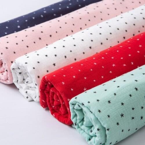 135cmx50cm Pure Cotton Star Printing Double Layer Gauze Fabric Baby Type A Class Cotton Cloth Pajamas Home Wear Apparel Fabric
