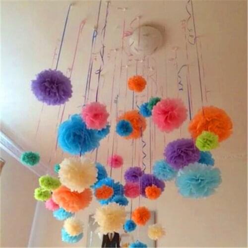 2PCS DIY 28 Colors 25CM Paper Flowers Kissing Ball Wedding Home Birthday Party&Wedding Car Decoration Tissue Paper Pom Poms jz