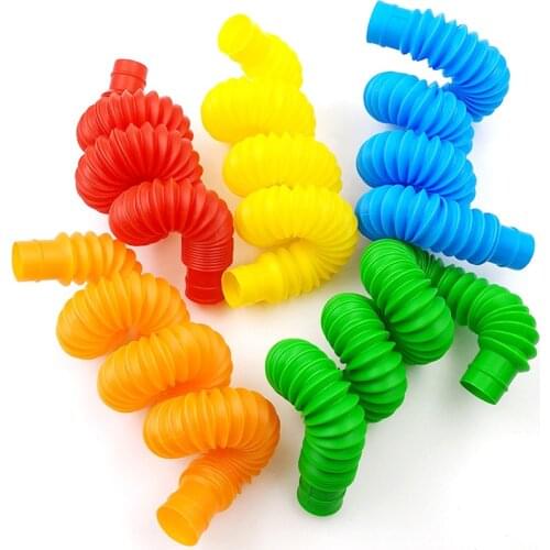 5Pcs Mini Plastic Tubes Funny Fidget Toys Adult Kids Anti Stress Autism Reliever Toy Children Kawaii Colorful Squeeze Toys Gifts
