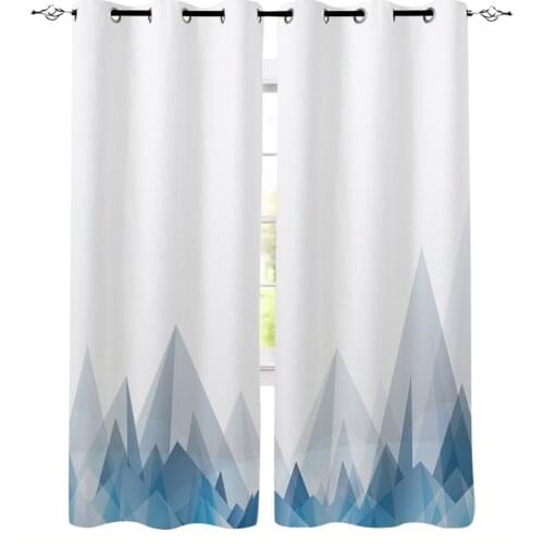 Abstract Blue Mountain White Blackout Curtains For Living Room Bedroom Printed Window Treatment Drapes Home Decor