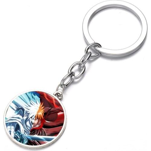 Anime Bleach Keychain Bronze Silver black Glass Dome Key Chain Bag Charm Pendant Holder Kids boy girl Gift key ring
