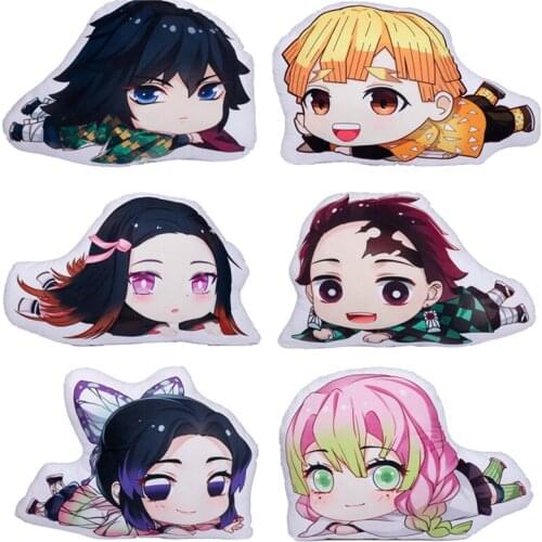 Anime Demon Slayer Plush Pillow Doll Kamado Tanjirou Kochou Shinobu Kawaii Cartoon Cosplay Accessories