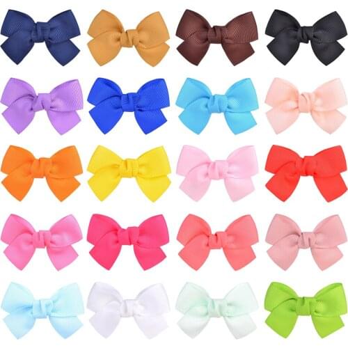20PCS/LOT Solid Colors Hair Bows With Clip For Cute Girls Hair Clips Boutique Hairpins Barrettes Headwear Kids Hair Accessories
