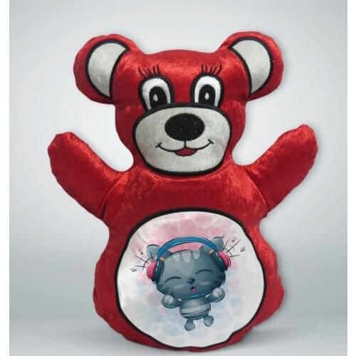 BK Gift Cute Cat Design Red Teddy Bear Yastık-4
