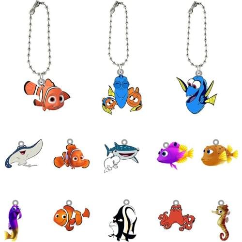 Disney Finding Nemo Keychain Animated Character Clownfish Epoxy Acrylic Animated Character Pendant Cartoon Keychain