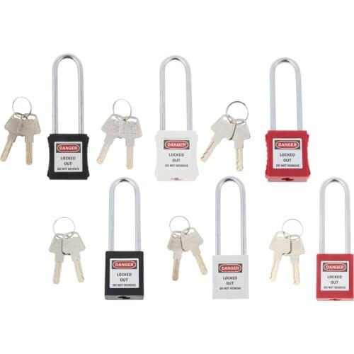 Black White Red Safety Lockout Padlock Keyed Alike 1 Key, Easy to Carry