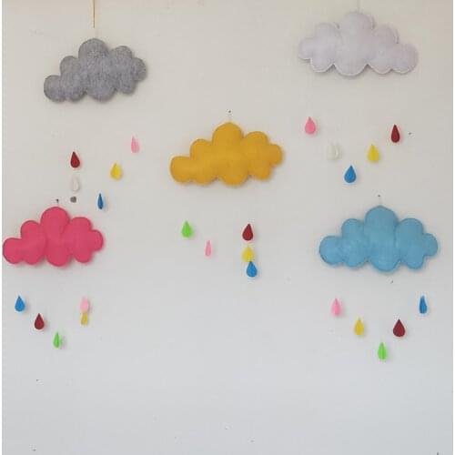 Kids Room Handmade Raining Clouds Water Drop Nursery Decoration Girls Bed Hanging Teepees Tent Toy For Children Baby Shower Flag