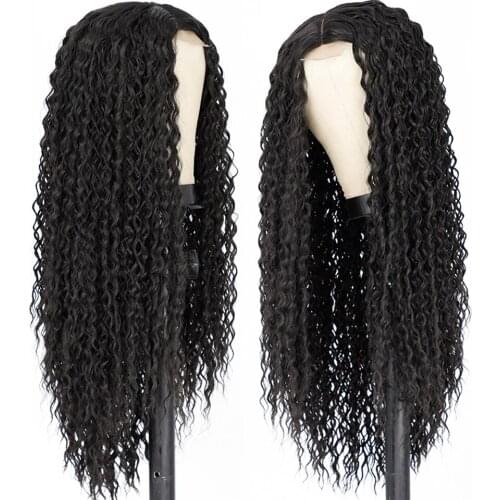 Is a wig Long Curly Black Wigs Synthetic Wigs for Black Women Middle Part Nature Mix Brown Ombre Red Hairs for Daliy Use