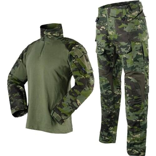 Woodland Camouflage Hunting Clothes Military Uniform Tactical G3 Frog Set Combat Suit Airsoft Sniper Shirt + Pants Camuflaje