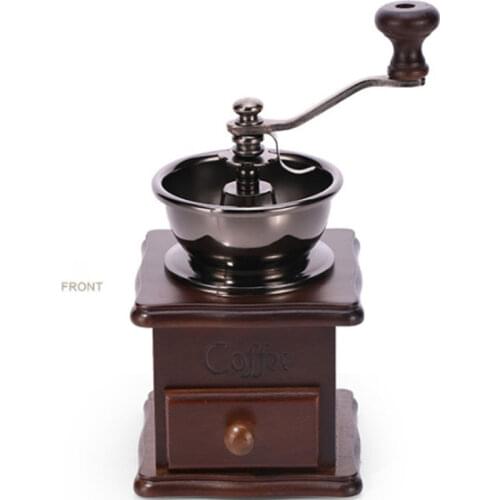 Classical Wooden Manual Coffee Grinder Hand Stainless Steel Retro Coffee Spice Mini Burr Mill With High-quality Ceramic Millston