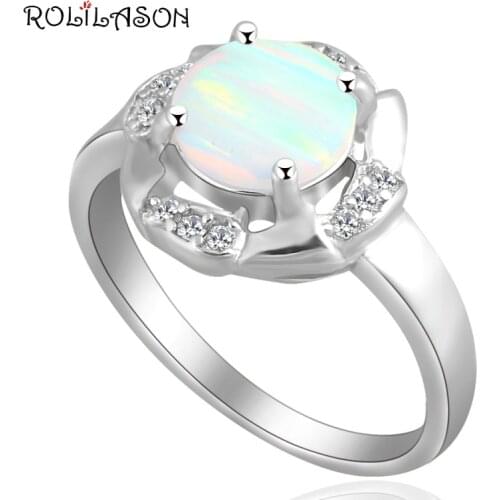 Royal design Light Green and Orange fire Opal silver plated Rings fashion jewelry USA size #6.25 #6.5 #7 #6.75 OR437