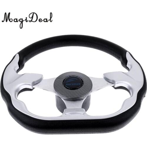 MagiDeal 310mm Aluminum Alloy D Shape Marine Boat Steering Wheel 3/4' Key Way Tapered for Canoe Kayak Fishing Boat Parts Accce
