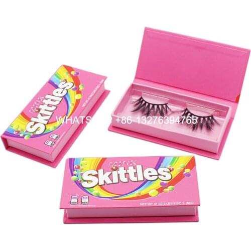 Sweet Pink Candy Lashes Box With Tray Custom Lashbox Packaging With Logo Hot Sell Rainbow Candy Mink Eyelashes Case