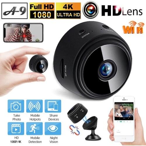 Mini Wifi IP Camera HD 1080P/4K Wireless Indoor Camera DVR Nightvision Motion Detection With Exercise Monitoring/APP Alarm A9