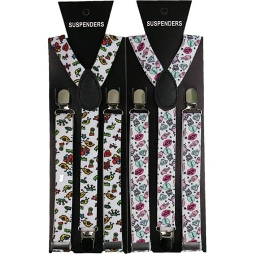 Fashion Cartoon Print Suspenders 2.5cm Men Women Unisex Y-back Classic Suspender Braces