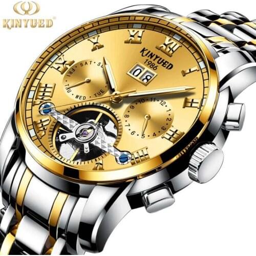 KINYUED Fashion Mechanical Sports Waterproof Stainless Steel Strap The New Multifunction Mens Watch Automatic Luxury J014