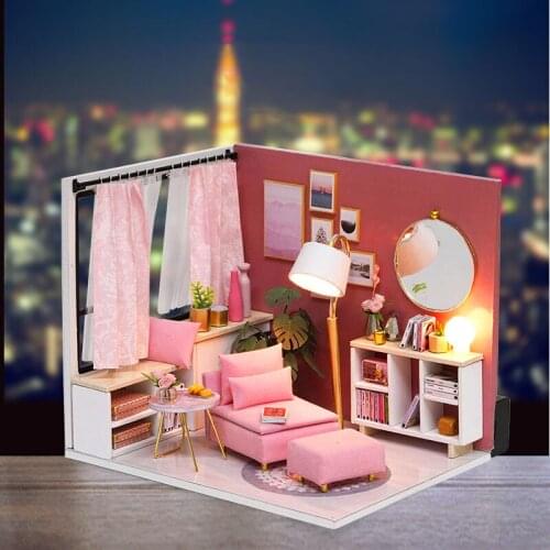 Assemble Puzzle Kits 3d Miniaturas Doll House Furniture Wooden Diy Dollhouse Miniature Dollhouse Toys For Children Birthday Gift