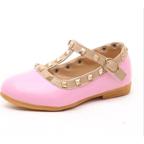 2021 New Girls Sandals Rivets Single Shoes Kids Leather Shoes children nude sandal toddler Girls Princess Flat Dance Shoes