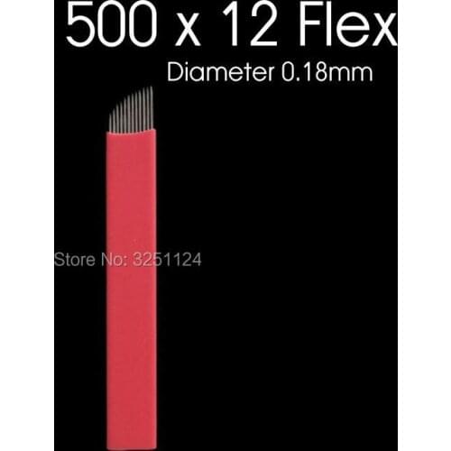 New 500units 0.18mm Diameter 12 pins microblading needles blades Lamina Agulha Sobrancelha Tebori Microblading Blades