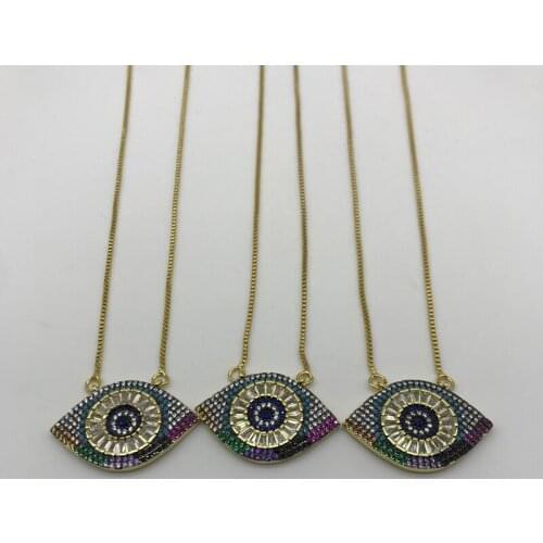 5pcs/lot Charm Jewelry Stylish Colorful Micro Turkish Eye Brass Pendants Jewelry
