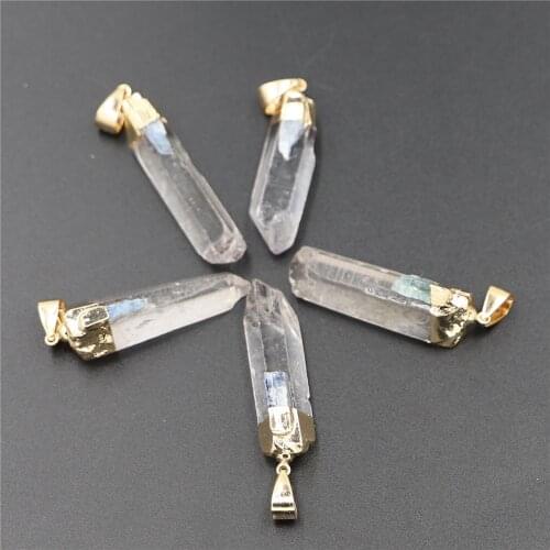 Wholesale Natural Gemstones Chakra Stone Healing Crystal Column Aquamarines Column Aura Pendant Women Jewelry