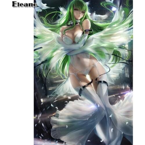 Print canvas anime Green hair sexy girl art poster 40x60 50x70 60x90 custom living room bedroom home decorative painting