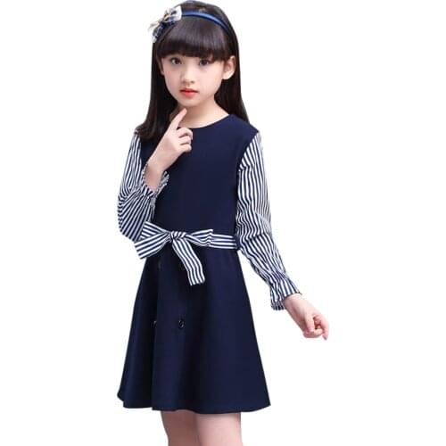 Dress For Girls Striped Dress For Girl Spring Autumn Dress Kids Casual Style Girls Clothing 6 8 10 12 14