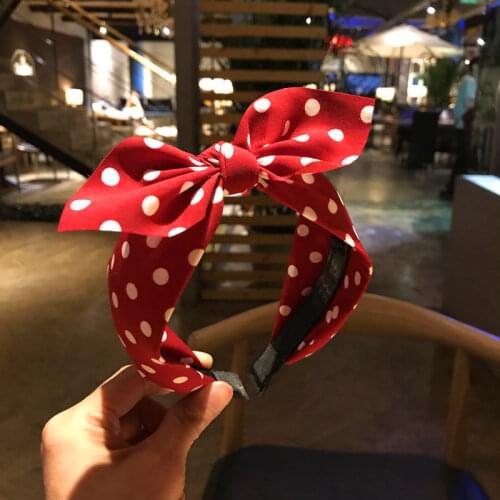 Wide Knotted Headband for Women Hairband Dots Print Bow Headband Retro Headwear Headband Girls Teen Hair Headband Turban Red