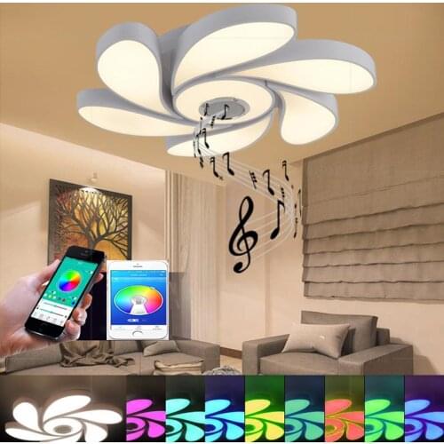 RGB Dimmable LED Ceiling Light with Bluetooth Speaker Phone APP Control 110V 220V 72W 108W Modern Music ceiling lamp Taklampa